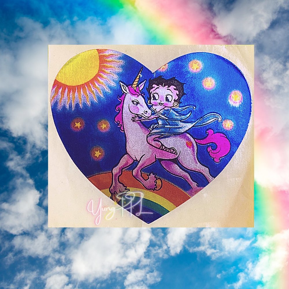 344432 VTG80s Lisa Frank Betty Boop Unicorn Ride